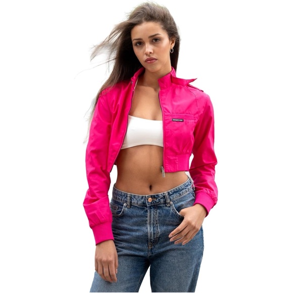 Members Only Jackets & Blazers - Members Only Hot Pink Cropped Windbreaker Jacket